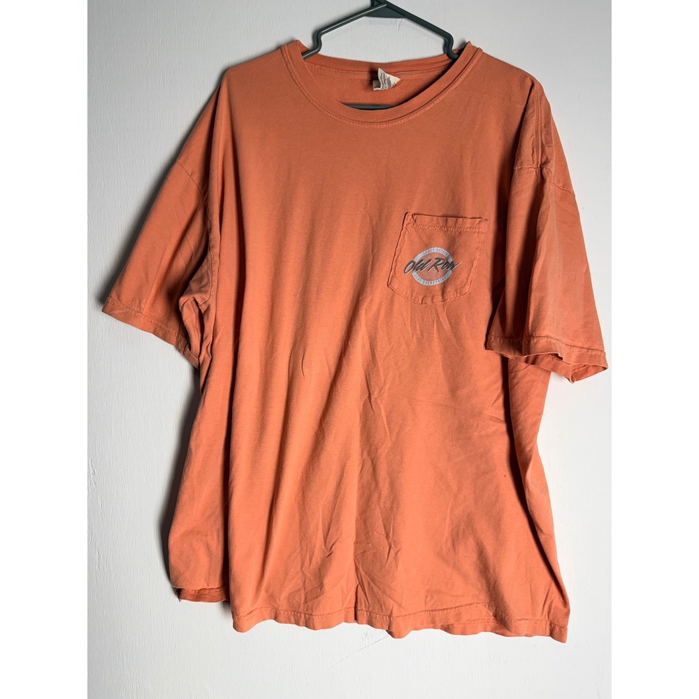 Old Row Pocket T-Shirt Mens 2XL Orange Admit Nothing Graphic Tee